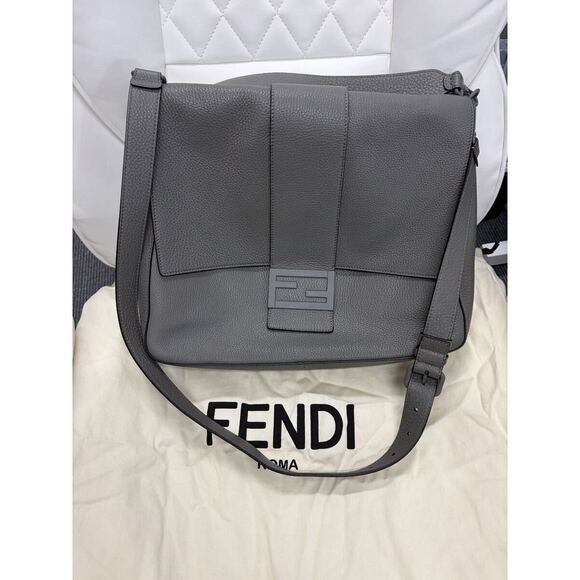Fendi Handbags - FENDI Baguette Messenger Bag Gray